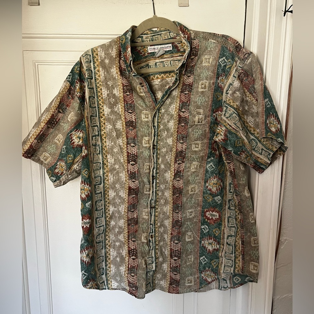 Vintage Marc Daniels Woven Cotton Button-Down Shirt L – Southwestern 90s Boho